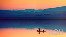 IMAGE S - Orange Scene Lake and Boat